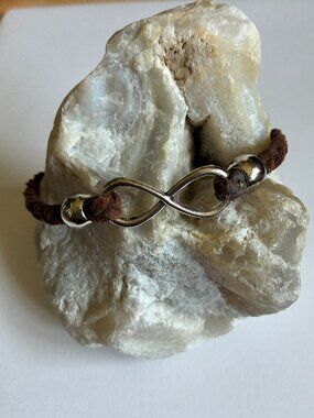 Handmade Braided Infinity Bracelet • Brown Cord • Adjustable • Unisex